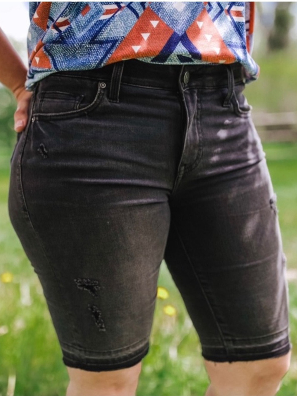 LulaRoe NEW Bermuda Distressed Mid Rise Jean Shorts Jorts Sz 44